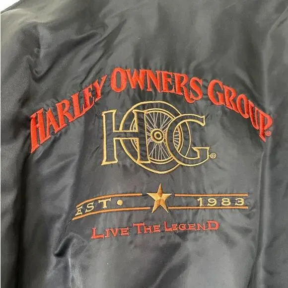 Harley Davidson Harley Owners Group HOG Black Bomber Jacket Live the Legend XXL